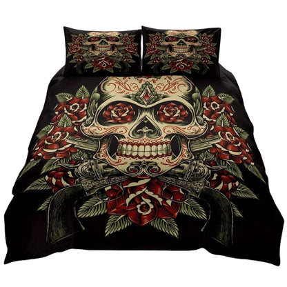 Housse de couette tête de mort mexican guns & roses