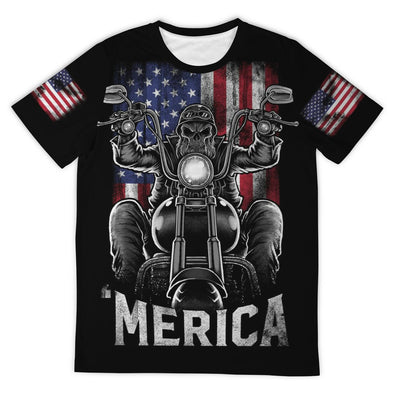Tshirt tête de mort american biker