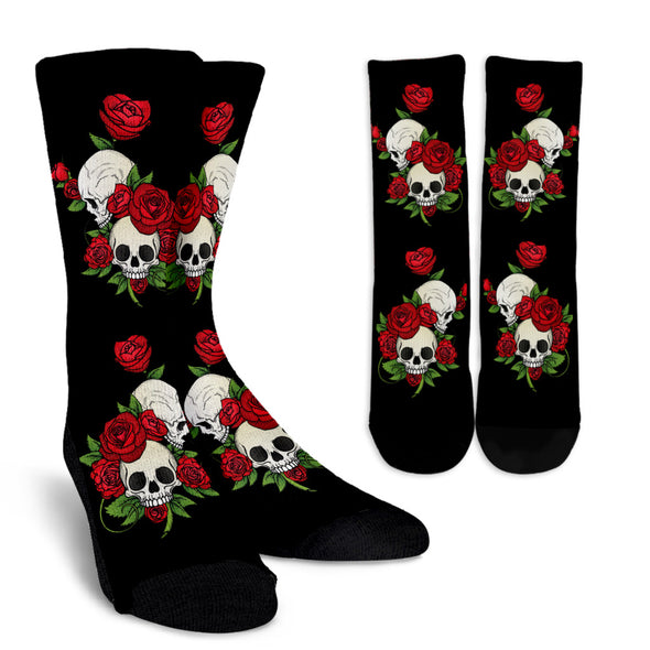 Chaussettes tête de mort et roses