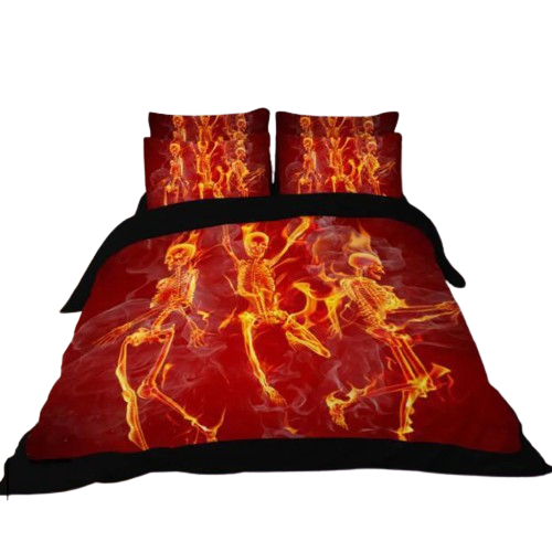 Découvrez l'intensité vibrante de notre Housse de Couette Tete de Mort Fire Skull. Cette pièce audacieuse embrase votre chambre avec des crânes enflammés, ajoutant une touche de passion et de mystère à votre sanctuaire de sommeil. Fabriquée avec des matériaux de qualité supérieure, cette parure de lit offre un confort exceptionnel pour des nuits paisibles.