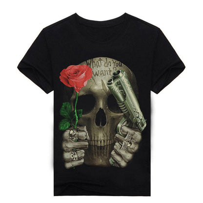 Tshirt tête de mort la rose ou le gun