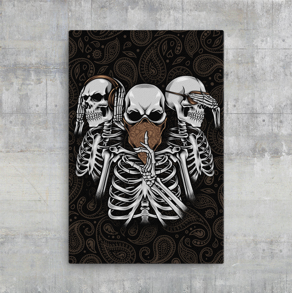 Tableau Tete de Mort 3 Wise Skulls