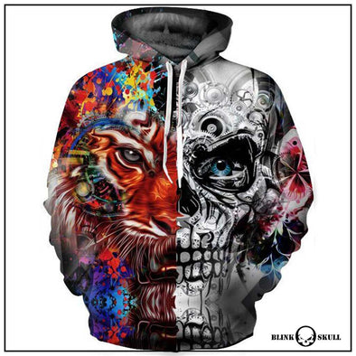 Sweat 3D Skull Tiger Double Face