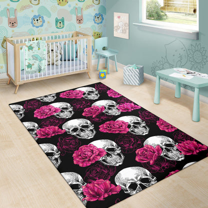 Tapis de Salon Tête de Mort avec Roses