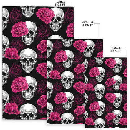 Tapis de Salon Tête de Mort avec Roses